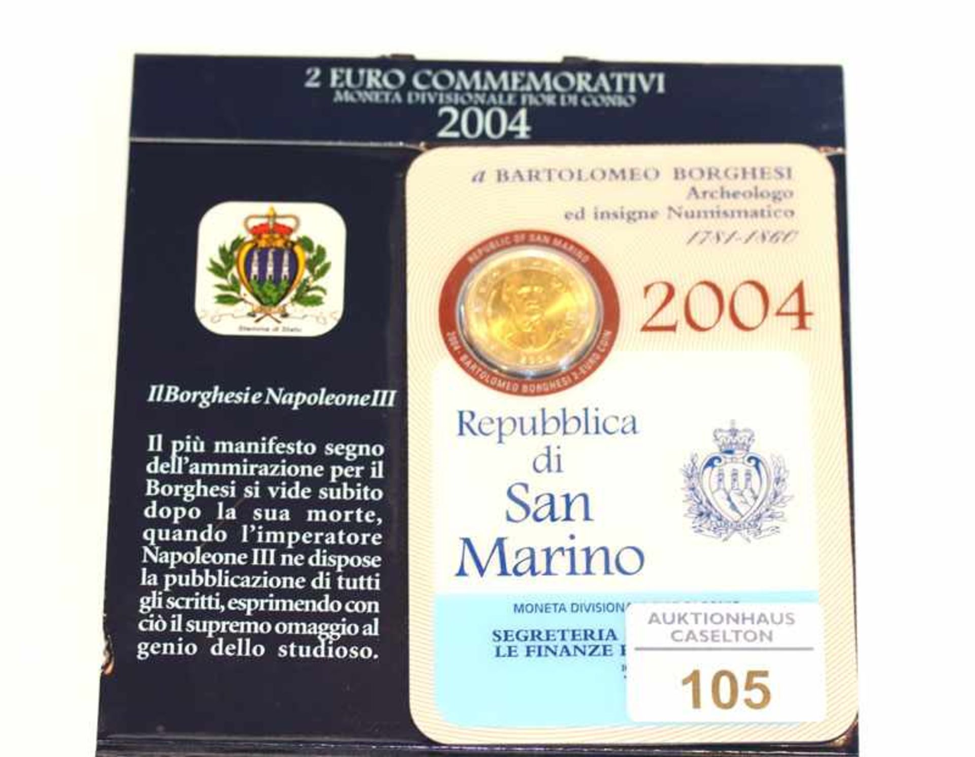 2 Euro San Marino 2004 Bartolomeo Borghesi, mit Expertise