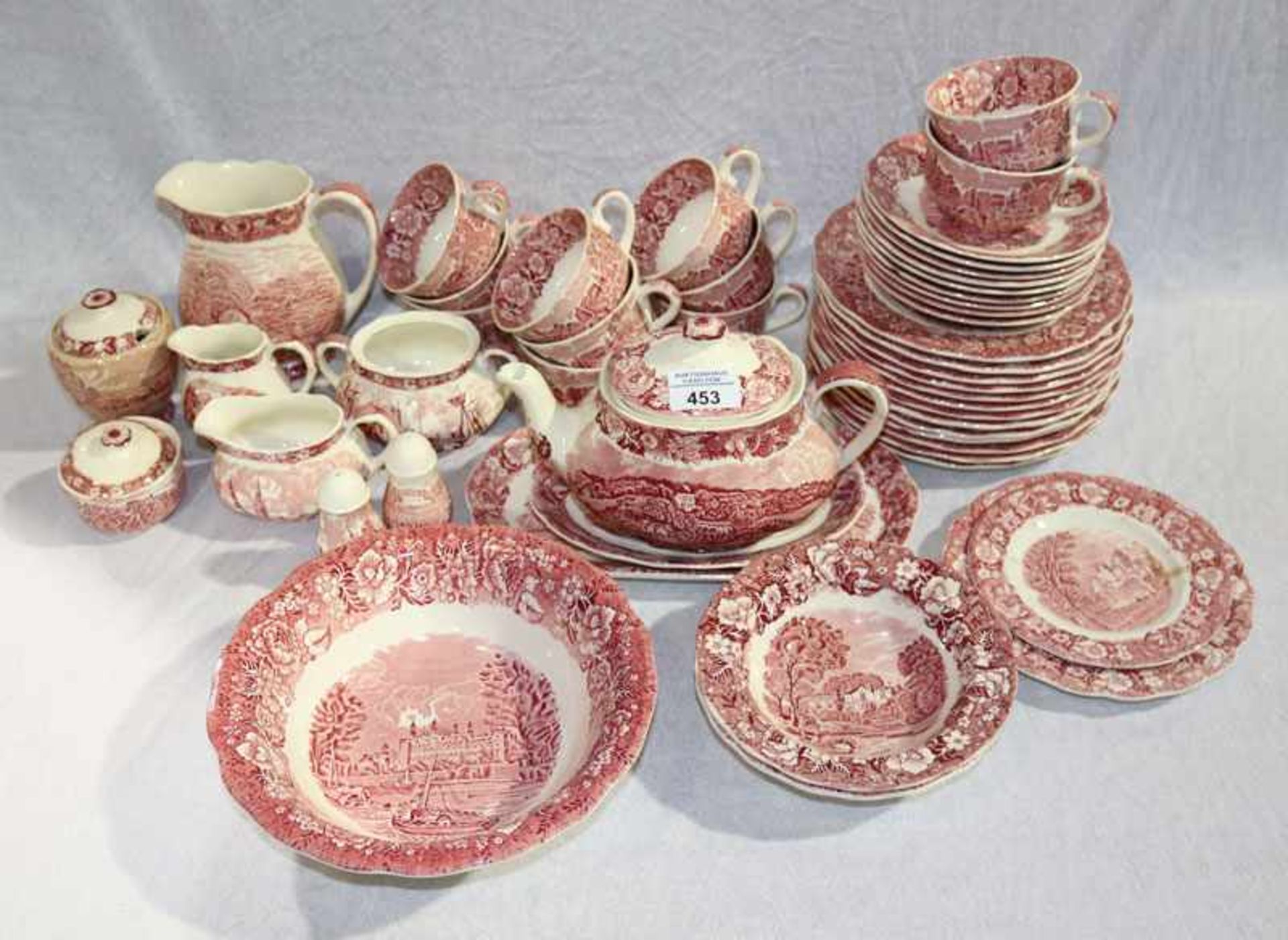Tee-Geschirrteile, Palissy Pottery, Dekor Thames River Scenes, Hedsor, Teekanne, Deckel nicht