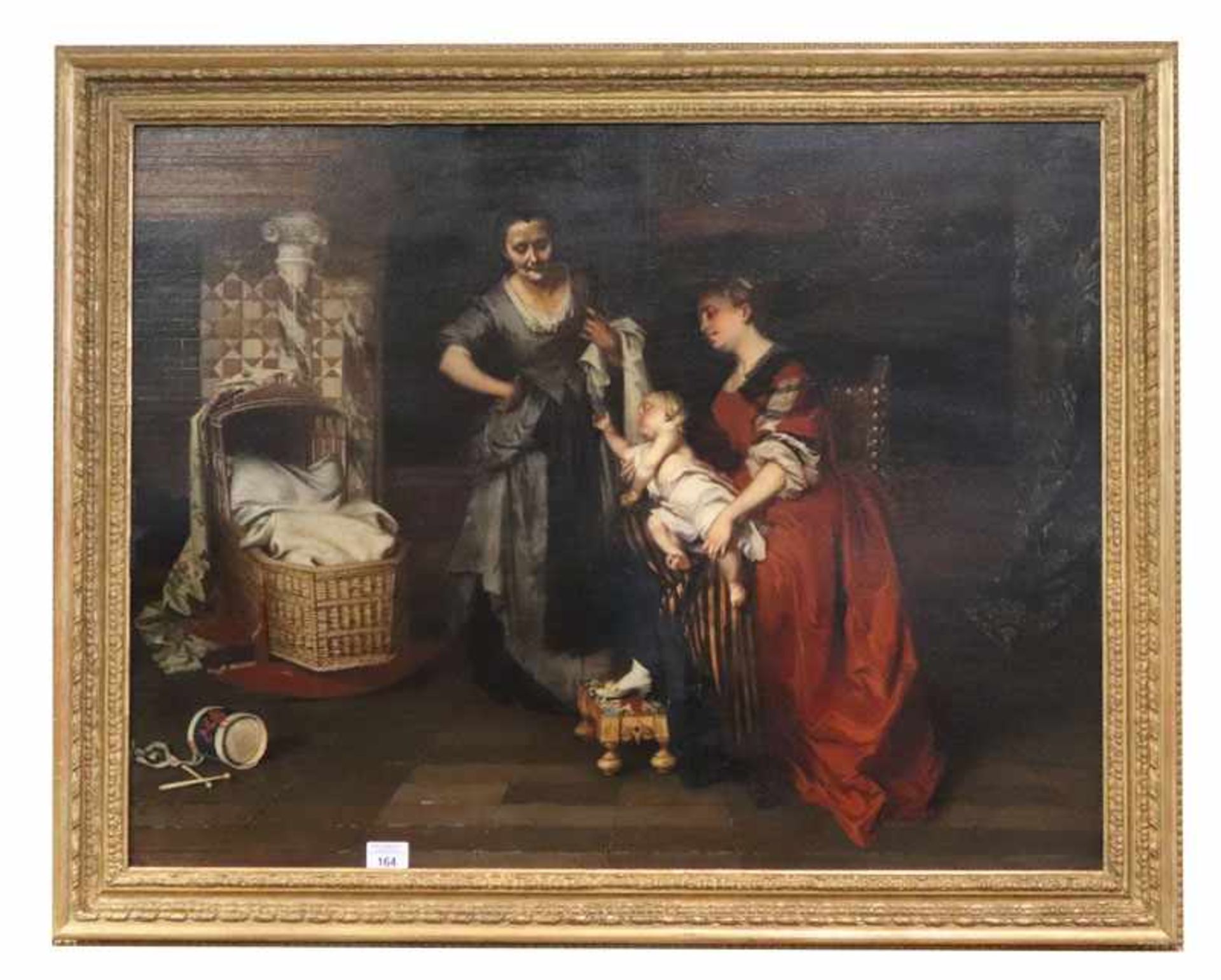 Gemälde ÖL/Holz 'Drei Generationen', signiert Charles van den Daele, Antwerpen 1870, gerahmt,