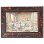 A Good Continental Miniature Watercolor Painting of A Renaissance Court Scene,