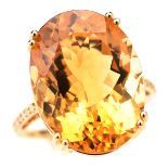 Citrine, Diamond, 14k Yellow Gold Ring