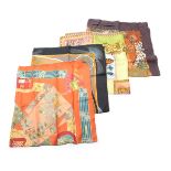 Three Hermes Scarve, and Versace Scarf