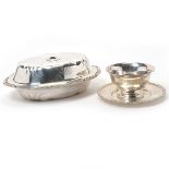 Lot of Silver: including a covered dish [Lacking locking mechanism]; two dishes, one by Shreve