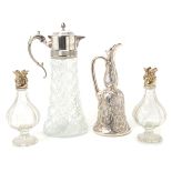 Art Nouveau Silver Mounted Decanter, Claret Jug, Bottles