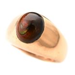 Fire Agate, 14k Yellow Gold Man's Ring
