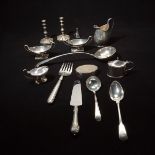 Group of English Sterling and Silverplate Items