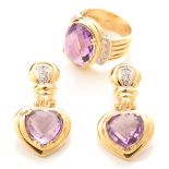 Amethyst, Diamond, 18k Gold Jewelry Suite.