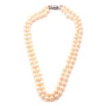 Cultured Pearl, Diamond, 14k White Gold Necklace.