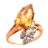 Oscar Heyman Golden Beryl, Diamond, Platinum 18k Yellow Gold Ring