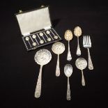 Set of English Sterling Spoons, with Asstd. Sterling Utensils