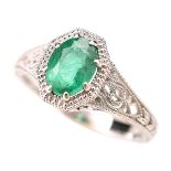 Emerald, Platinum Ring.