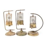 Three Hanging Birdcage Music Boxes with Clock Mechanism