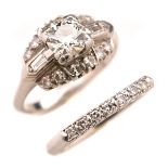 Diamond, Platinum Wedding Ring Set.
