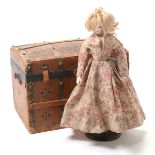 French Fashion Style Bisque Bust Doll with Trunk & Accessories