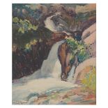 Henry Leopold Richter ""Queen of the Falls, Near Colorado Springs" watercolor