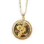 1996 Yun Gold Panda Coin, 14k Yellow Gold Necklace.