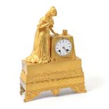 French Gilt Bronze Clock with Lady Figure