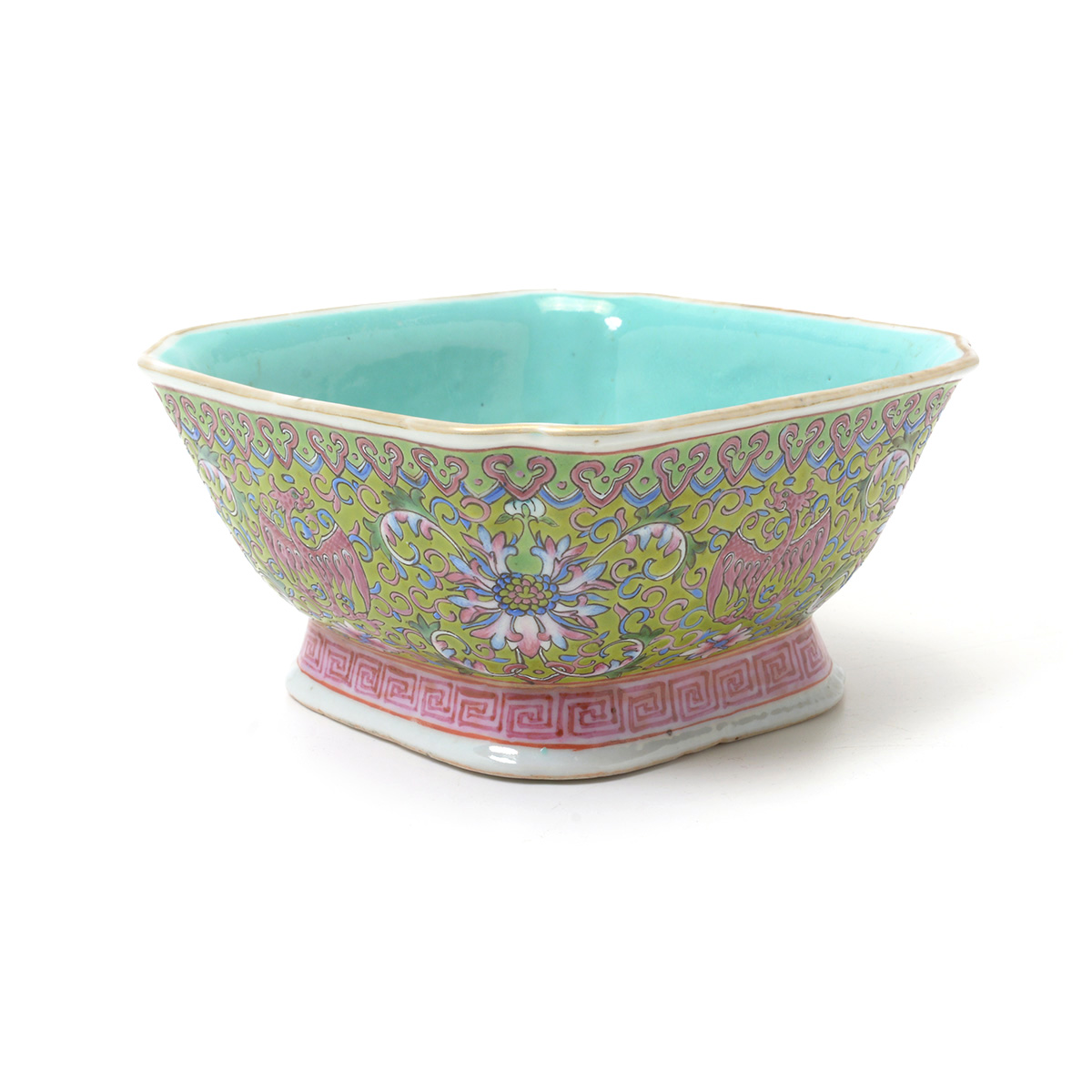 Famille Rose Green Ground Bowl, Late Qing - Image 2 of 5