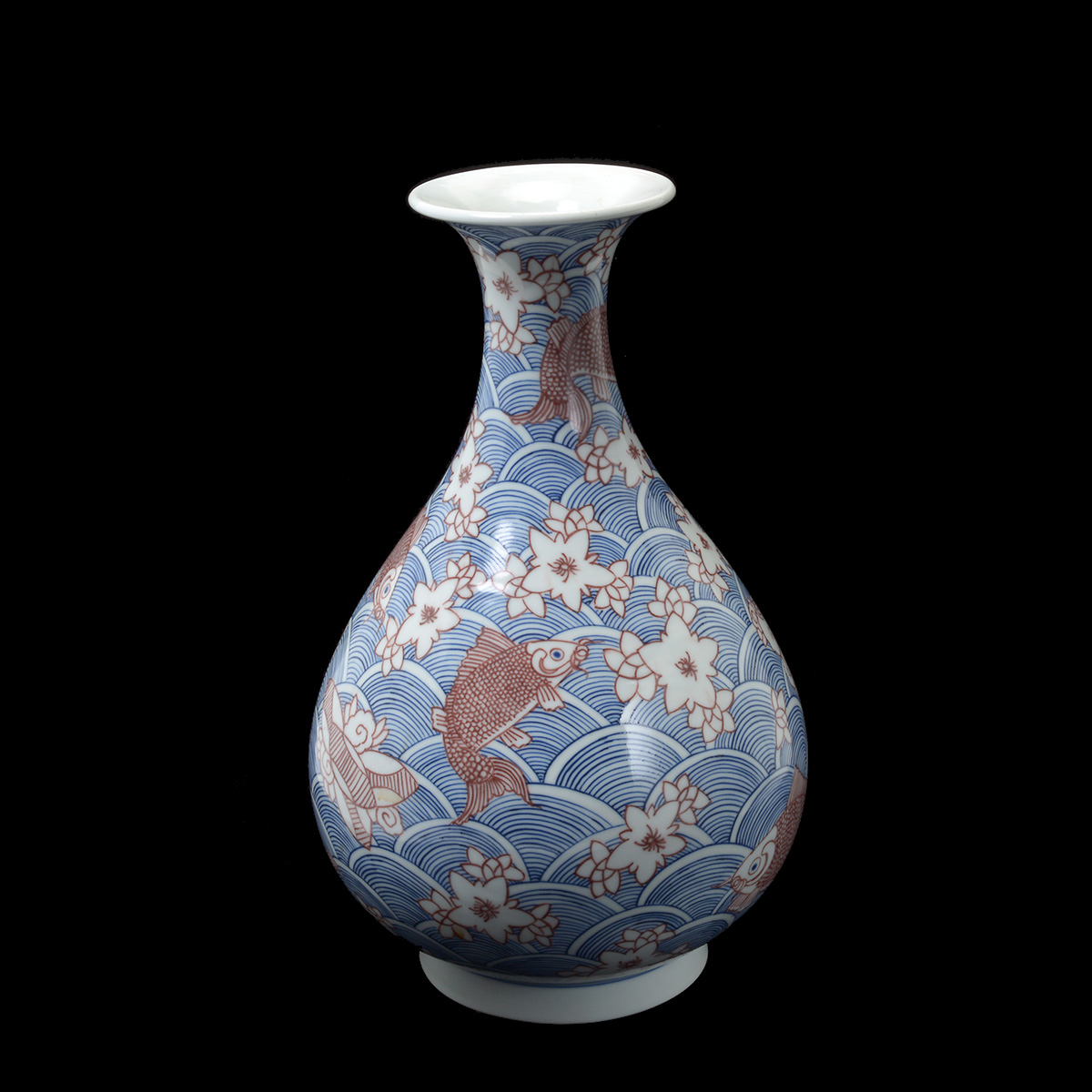 Underglaze Blue and Copper Red Pear-Shaped Vase - Image 2 of 6