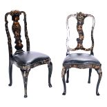 Two George III Japanned Lacquer Dining Side Chairs