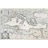 Framed Antique Map, La Mer Mediterranee, Kaillot, 1692