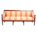 Federal New York Carved Sofa, with Beige and Brown Striped Upholstery