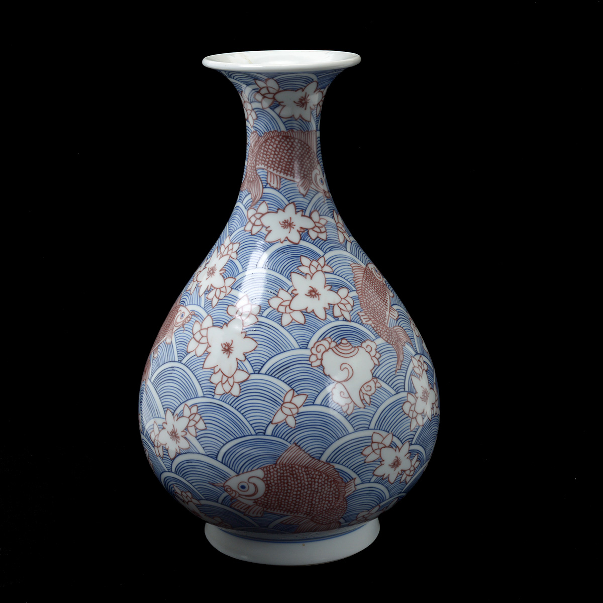 Underglaze Blue and Copper Red Pear-Shaped Vase - Image 3 of 6