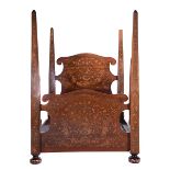 Massive Dutch Marquetry Four Poster Bedstead