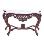 American Rococo Revival Console Table, with Marble Top