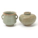 Two Small Longquan Celadon Glazed Items, Ming