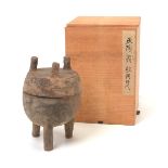 Pottery Tripod Vessel and Lid, Western Zhou Dynasty