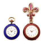 Collection of Two European Enamel, Silver Watches.