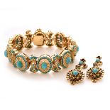 Reproduction Turquoise, Yellow Gold Jewelry Suite.