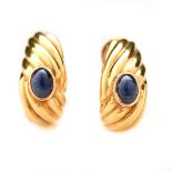 Pair of Sapphire, 18k Yellow Gold Earrings.