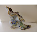 A Mosanic polychrome delft shoe vase – slight damage.