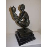 A reproduction Chiparus bronze female figure – 'J B Deposee', 13” high/