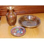 Three small pieces of modern Oriental cloisonne.