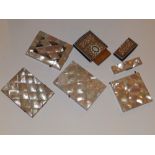 Five Victorian mother-of-pearl card cases and another having bone & horn decoration. (5)