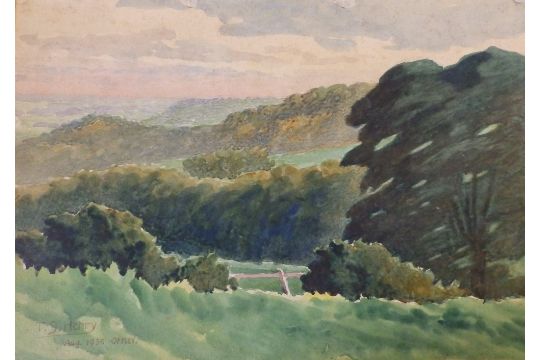 Thomas Shekleton Henry (1865-1934) – watercolour – A homestead surrounded by lush vegetation,