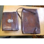 Two leather document cases – one bearing old paper label 'Duke and Duchess of Bedford'.