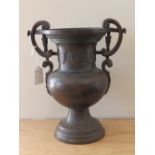 A 19thC bronze Classical style urn, 10” high.