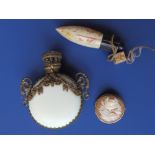 A cameo brooch and two scent bottles. (3)