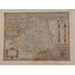 John Speed – coloured map of Devonshire, 15” x 20”.