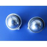 A pair of Georg Jensen Moonlight Series earrings of hemi-spherical domed form , clip-on fittings –