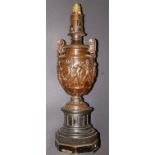 A Classical Revival bronze lamp in the form of a two-handled bronze urn by the F. Barbedienne