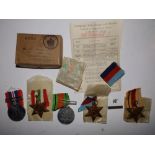 L. T. Glass – A group of five WWII medals with box of issue and certificate, comprising; War Medal