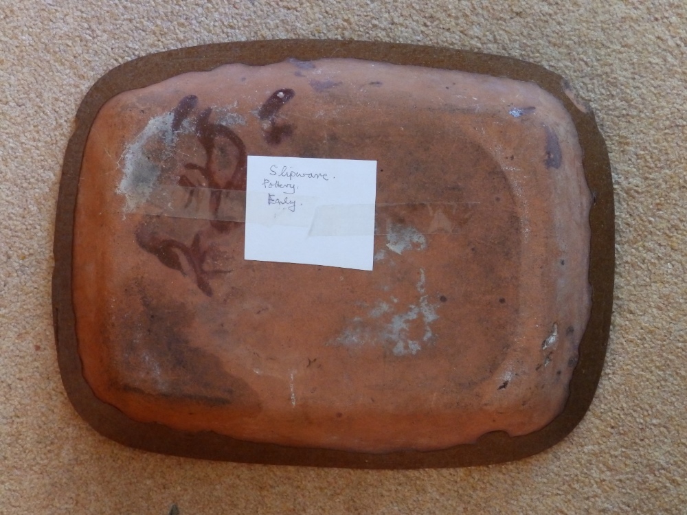 An old slipware double section rectangular dish – a/f. - Image 2 of 2