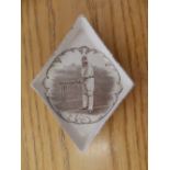 A small Macintyre lozenge shaped dish printed with a portrait of W. G. Grace.