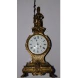 A 19thC French gilt brass clock by Miroy Requier & Co, Paris-London, striking on a bell, the