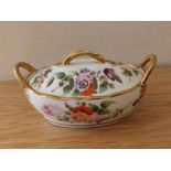 A small 19thC Swansea porcelain oval pot pourri bowl painted with flowers, 4” across.